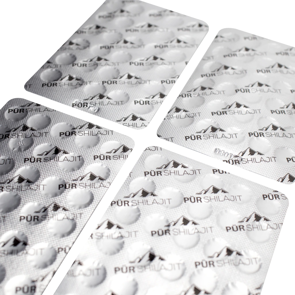 Pür Shilajit Tablets 12g box — front label, 30-day supply