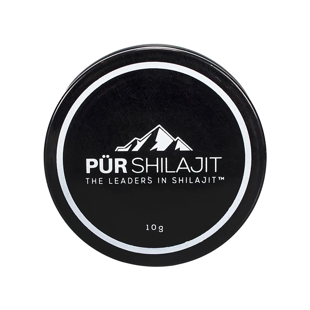 Pür Shilajit Resin 10g jar — front label, 30-day supply
